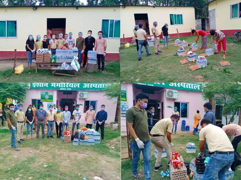 साथीको स्मृतिमा कोभिड अस्पतालमा उपचाररत बिरामीहरूलाई खाद्यान्न तथा स्वास्थ्य सामग्री वितरण